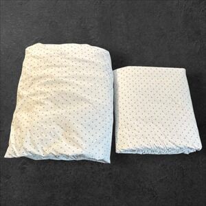 West Elm King Sheet Set Organic Cotton Polka Dot Cream Gray